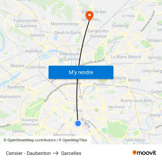 Censier - Daubenton to Sarcelles map