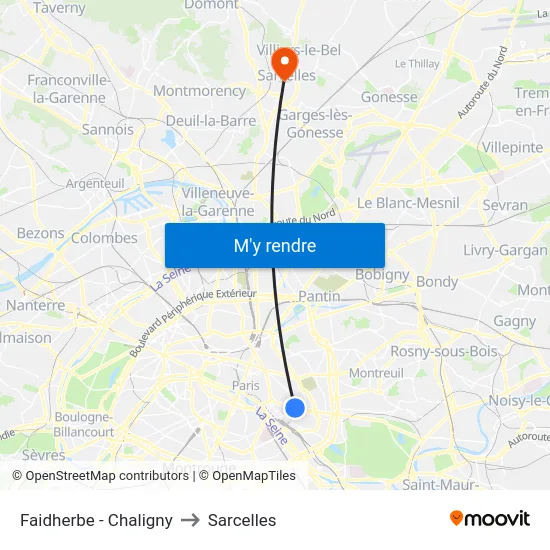 Faidherbe - Chaligny to Sarcelles map