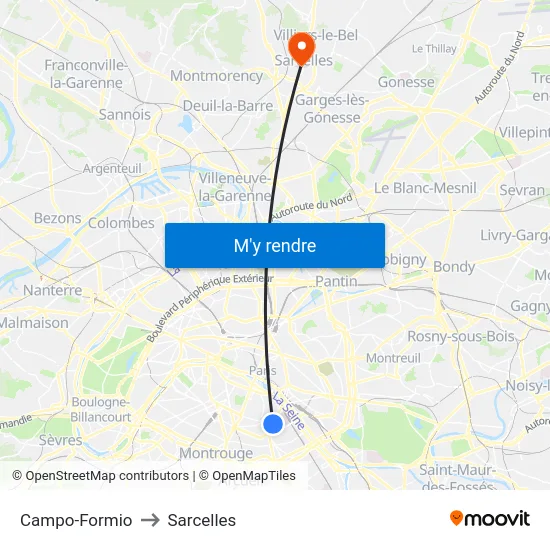 Campo-Formio to Sarcelles map