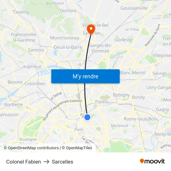 Colonel Fabien to Sarcelles map