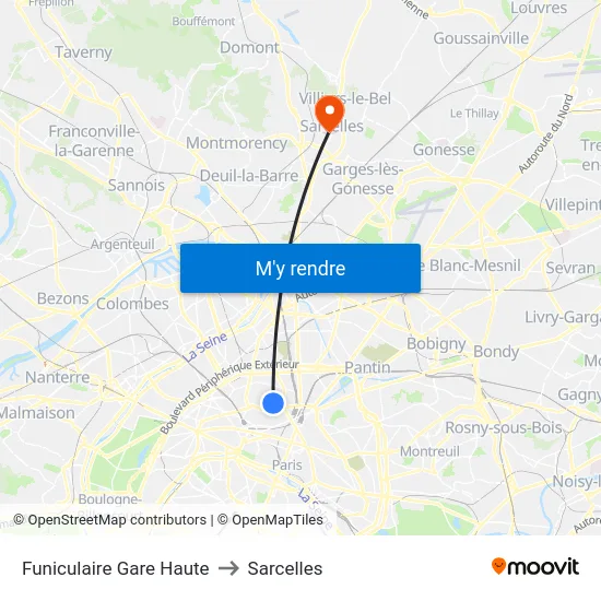 Funiculaire Gare Haute to Sarcelles map