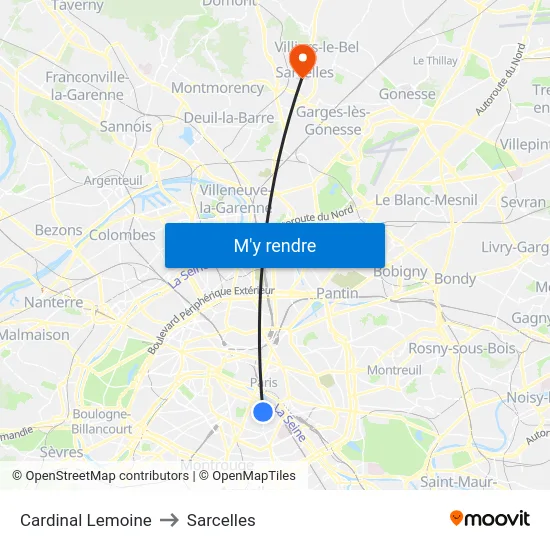 Cardinal Lemoine to Sarcelles map