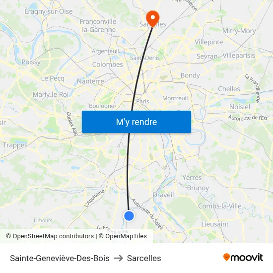 Sainte-Geneviève-Des-Bois to Sarcelles map
