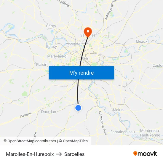 Marolles-En-Hurepoix to Sarcelles map