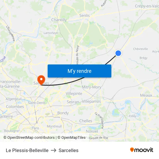 Le Plessis-Belleville to Sarcelles map