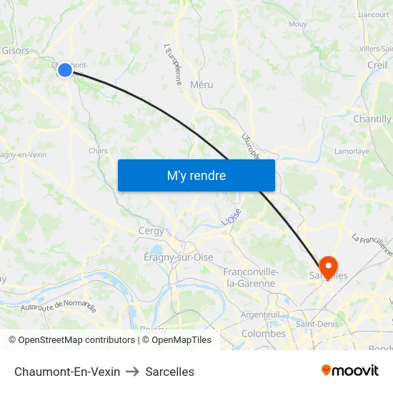 Chaumont-En-Vexin to Sarcelles map