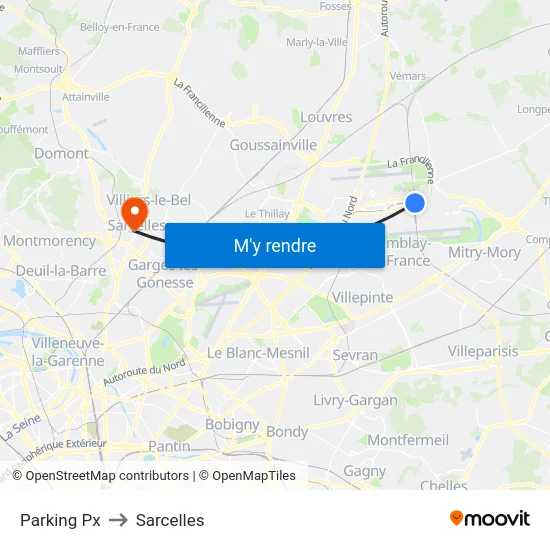 Parking Px to Sarcelles map