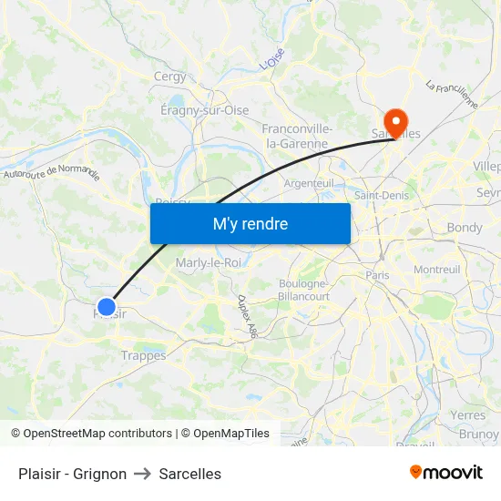 Plaisir - Grignon to Sarcelles map