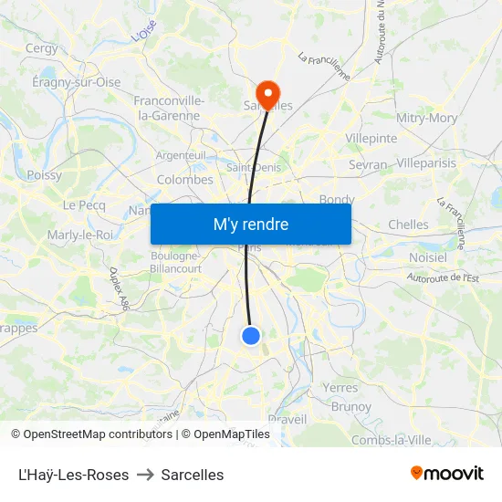 L'Haÿ-Les-Roses to Sarcelles map