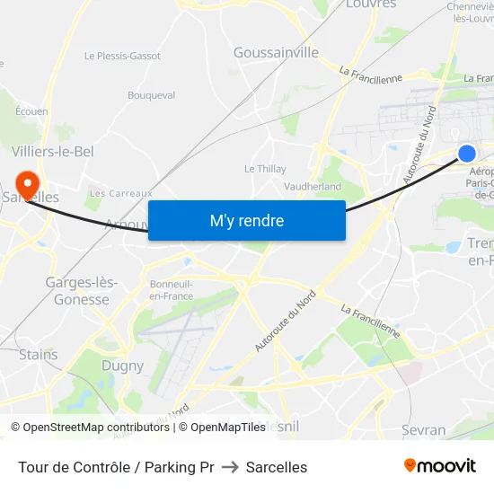 Tour de Contrôle / Parking Pr to Sarcelles map