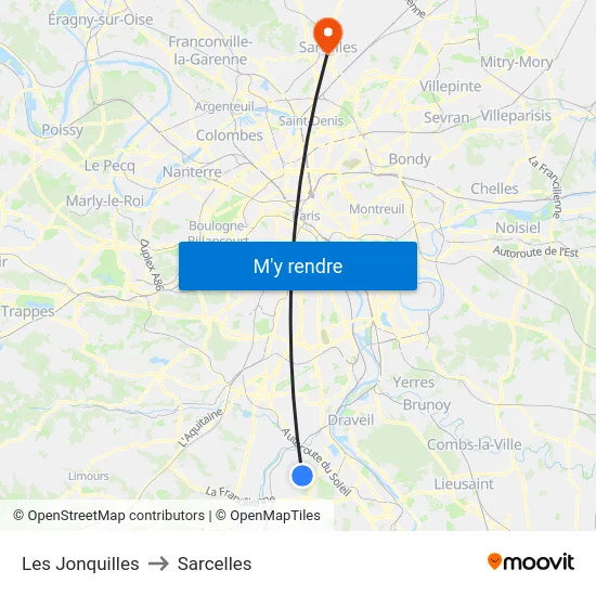 Les Jonquilles to Sarcelles map