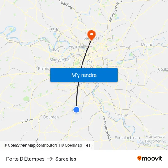 Porte D'Étampes to Sarcelles map