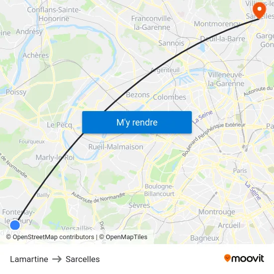 Lamartine to Sarcelles map