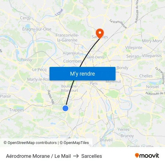 Aérodrome Morane / Le Mail to Sarcelles map