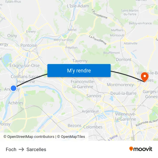Foch to Sarcelles map