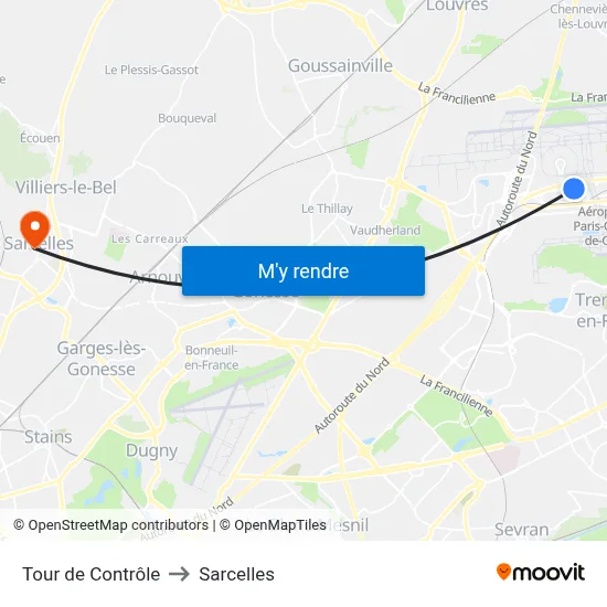 Tour de Contrôle to Sarcelles map