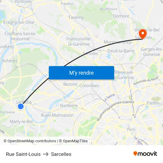 Rue Saint-Louis to Sarcelles map