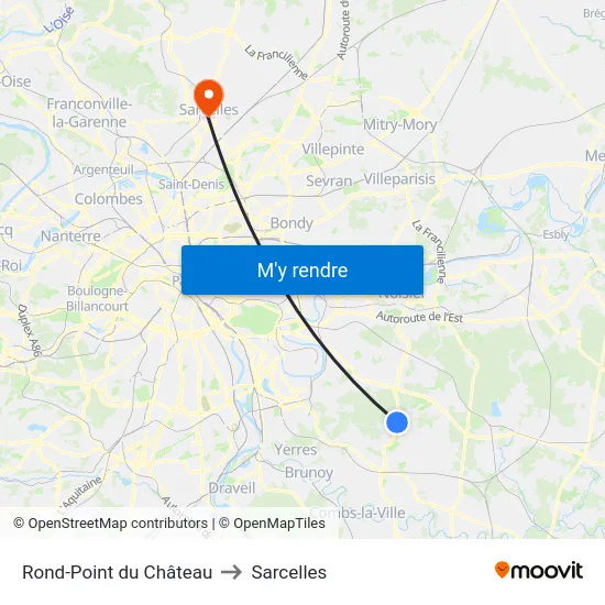 Rond-Point du Château to Sarcelles map