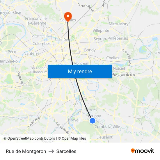 Rue de Montgeron to Sarcelles map