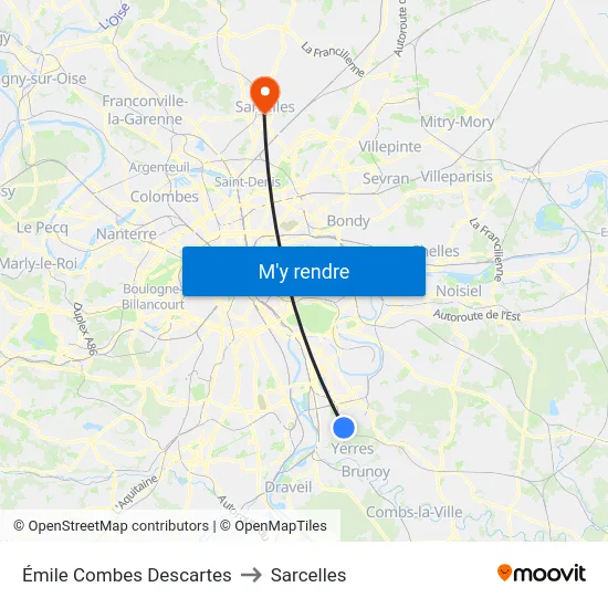 Émile Combes Descartes to Sarcelles map