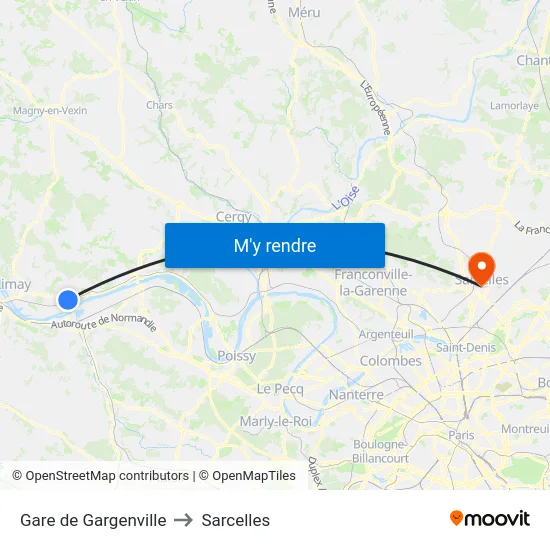 Gare de Gargenville to Sarcelles map