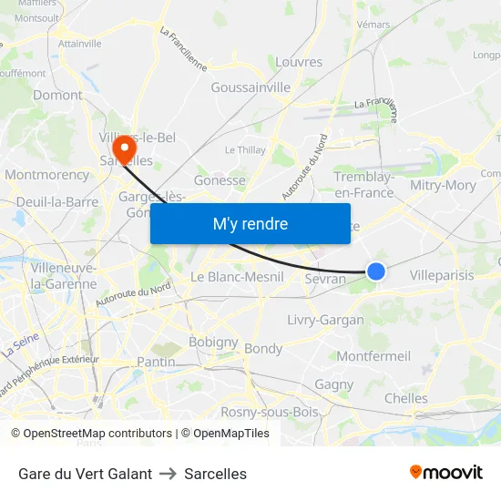 Gare du Vert Galant to Sarcelles map