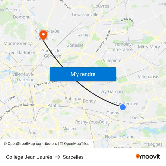 Collège Jean Jaurès to Sarcelles map