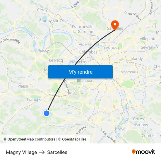 Magny Village to Sarcelles map