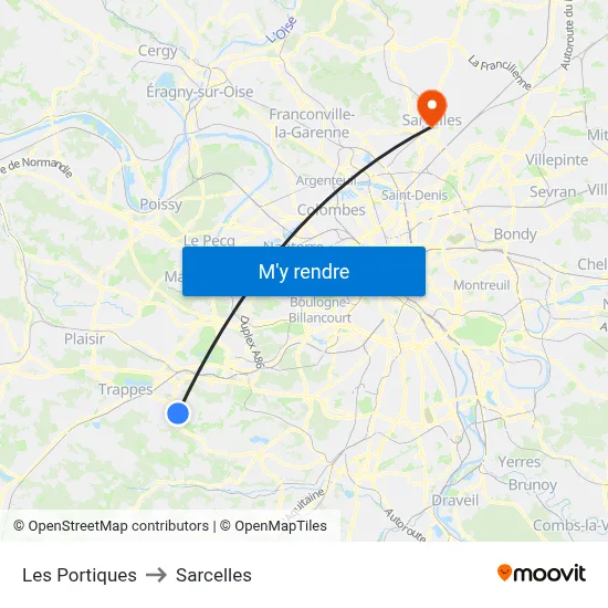 Les Portiques to Sarcelles map