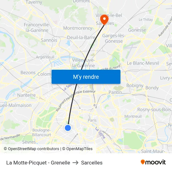 La Motte-Picquet - Grenelle to Sarcelles map
