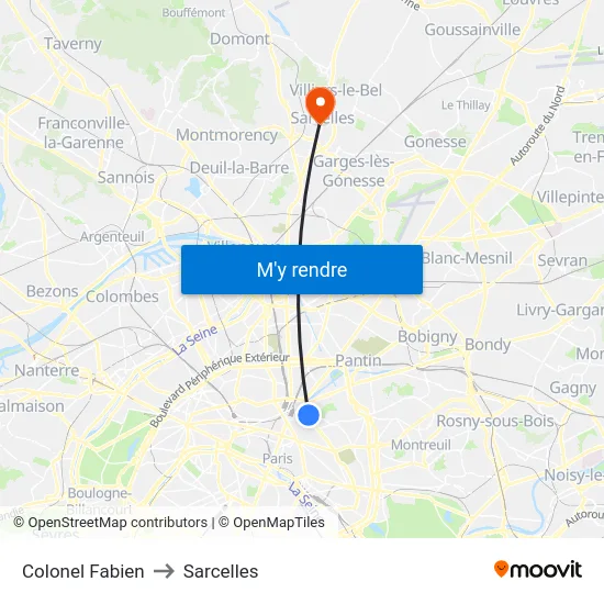 Colonel Fabien to Sarcelles map