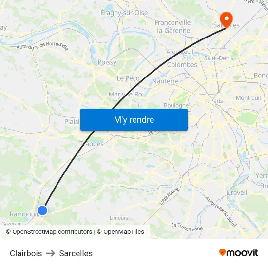 Clairbois to Sarcelles map