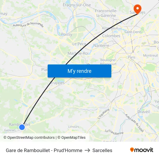 Gare de Rambouillet - Prud'Homme to Sarcelles map