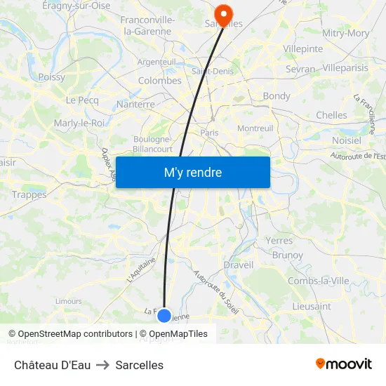 Château D'Eau to Sarcelles map