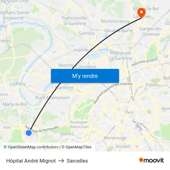 Hôpital André Mignot to Sarcelles map