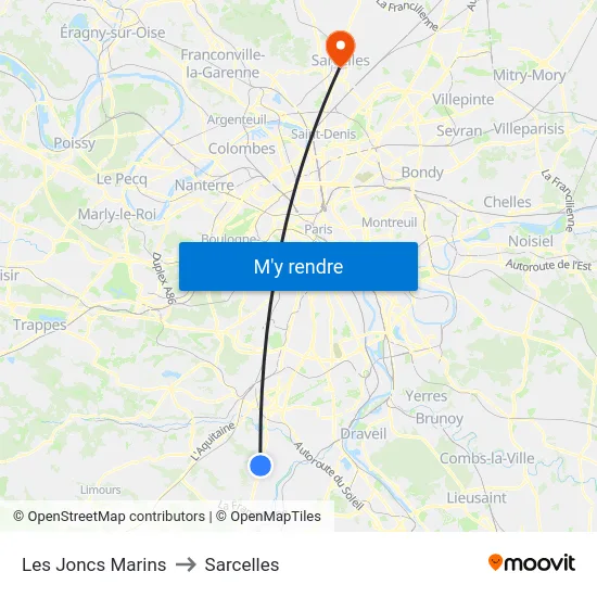 Les Joncs Marins to Sarcelles map