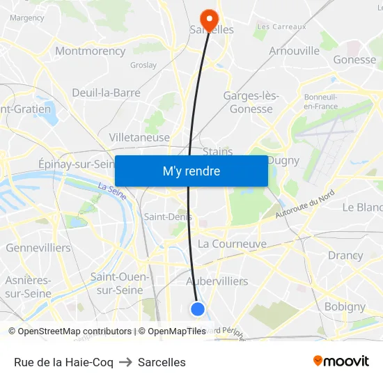 Rue de la Haie-Coq to Sarcelles map