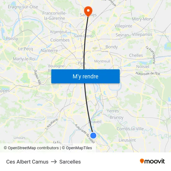 Ces Albert Camus to Sarcelles map