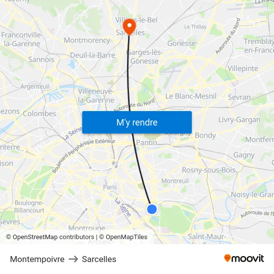 Montempoivre to Sarcelles map