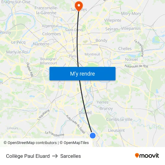 Collège Paul Eluard to Sarcelles map