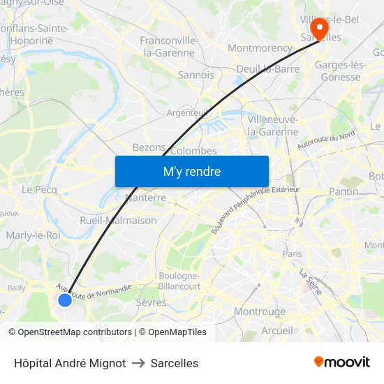 Hôpital André Mignot to Sarcelles map