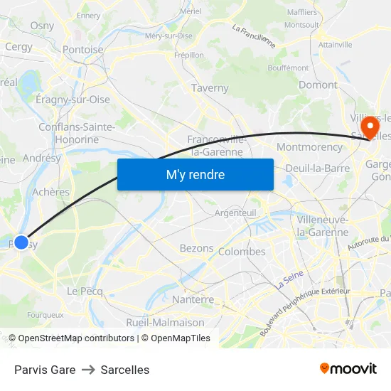 Parvis Gare to Sarcelles map