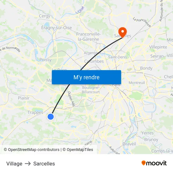 Village to Sarcelles map