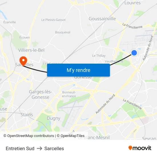 Entretien Sud to Sarcelles map