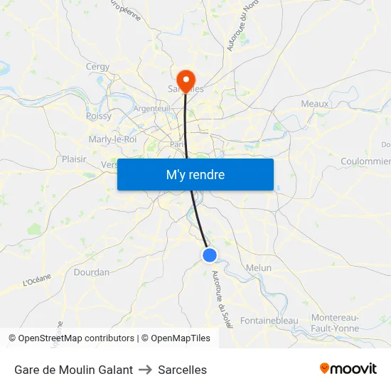 Gare de Moulin Galant to Sarcelles map