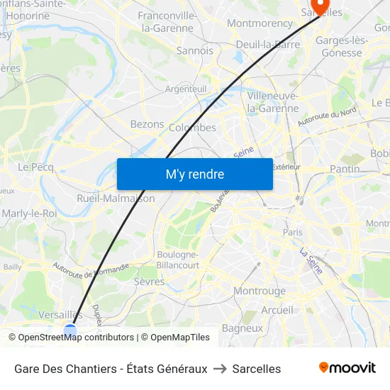 Gare Des Chantiers - États Généraux to Sarcelles map