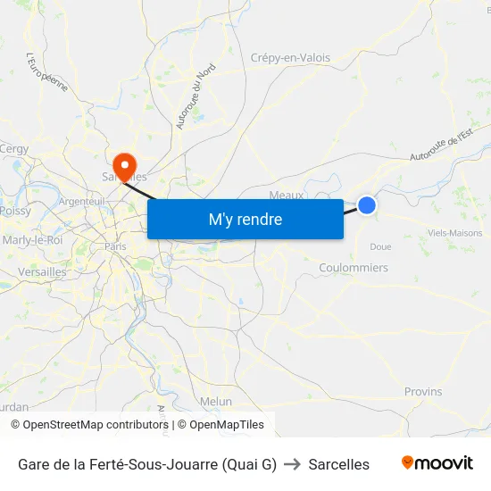Gare de la Ferté-Sous-Jouarre (Quai G) to Sarcelles map