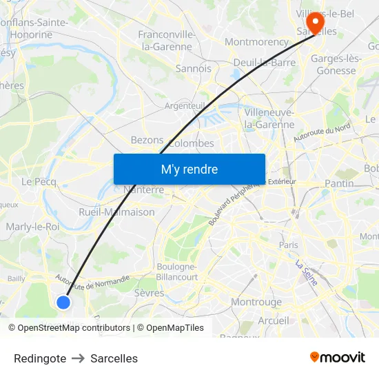 Redingote to Sarcelles map