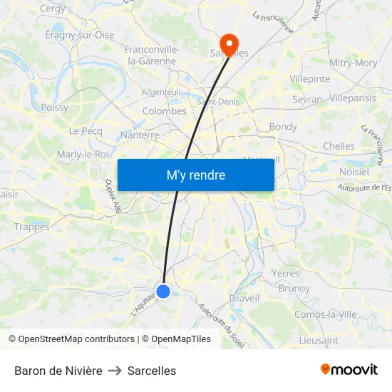 Baron de Nivière to Sarcelles map