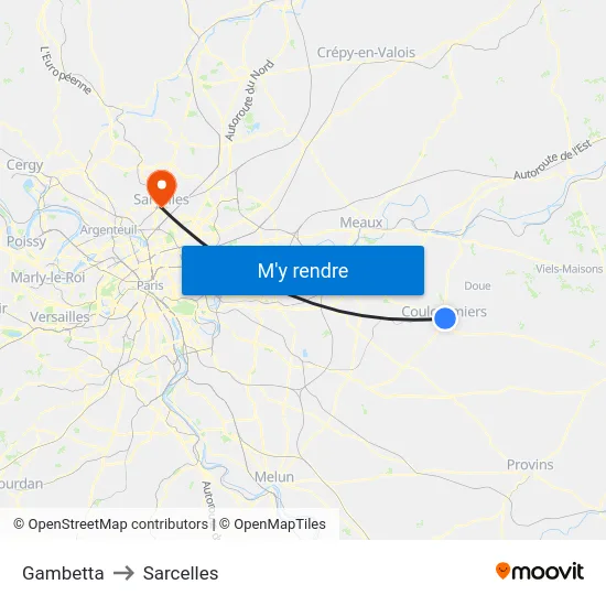 Gambetta to Sarcelles map